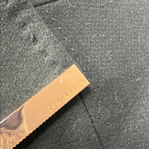 Ted Baker Black Wool Funnel Neck Wrap Coat Sz 5 (LARGE) - Picture 5 of 13